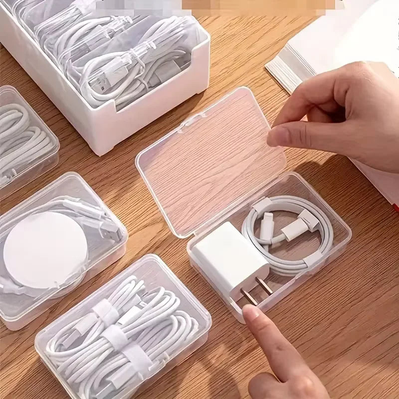 Cable Organizer Storage Box Set Durable Plastic Daily Office Supplies Sundries Charging Cord & Mobile Device Management Storage