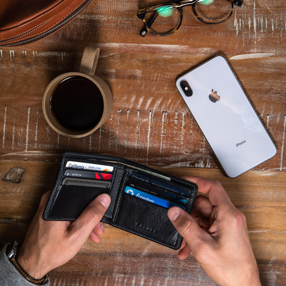 Large Billfold Wallet with RFID protection - Black