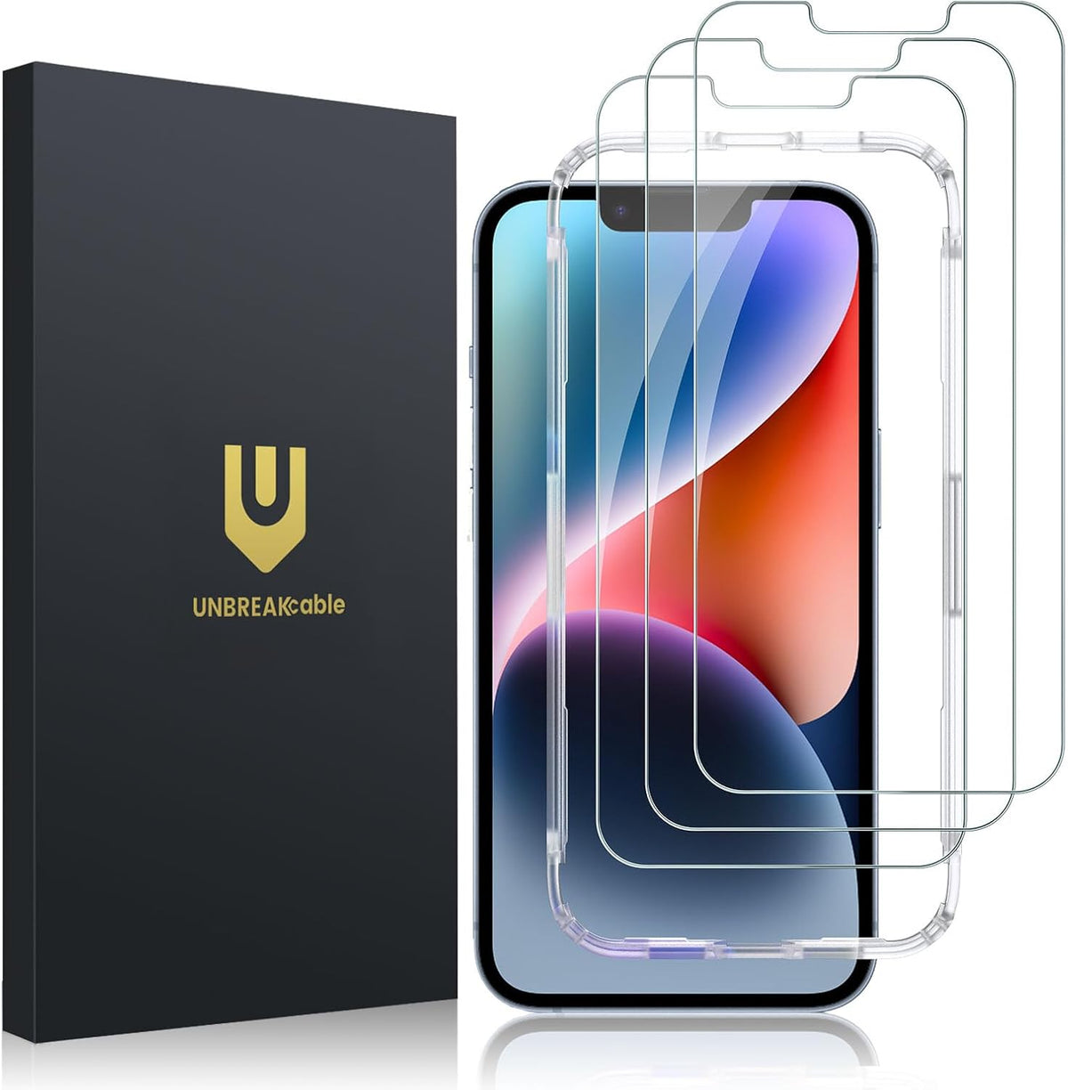 UNBREAKcable Shatterproof Screen Protector for iPhone 13 Pro Max/iPhone 14 Plus [3-Pack] [99.99% HD Clear] [Easy Installation Frame] [9H Hardness][Bubble Free] [Full Coverage] for Apple 6.7''
