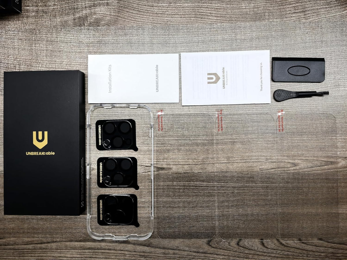 UNBREAKcable iPhone 16 Pro Max Screen Protector 3-Pack, 3 Tempered Glass + 3 Camera Lens Protectors, 9H Hardness, HD Clarity, Anti-Fingerprint, Case Friendly, 6.9 Inch