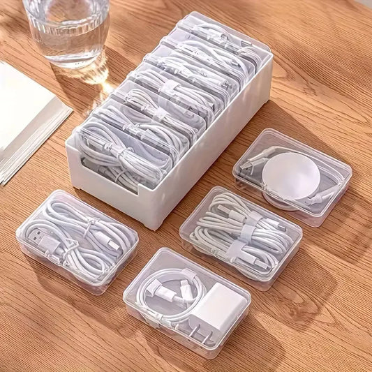Cable Organizer Storage Box Set Durable Plastic Daily Office Supplies Sundries Charging Cord & Mobile Device Management Storage